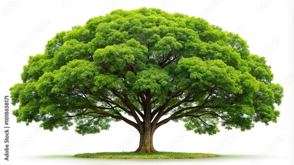 big tree with green leaves isolated on white background