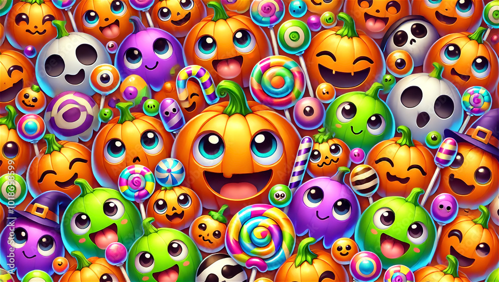 halloween design with many pumpkins and lots of candy and lollipops everywhere creating a festive mood halloween design with many pumpkins and lots of candy and lollipops everywhere creating a festive mood