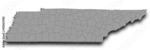 Cuadro en lienzo 3d Tennessee map with color
