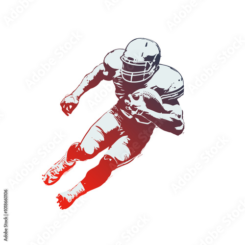 American football player. Vector illustration. In hand drawn style