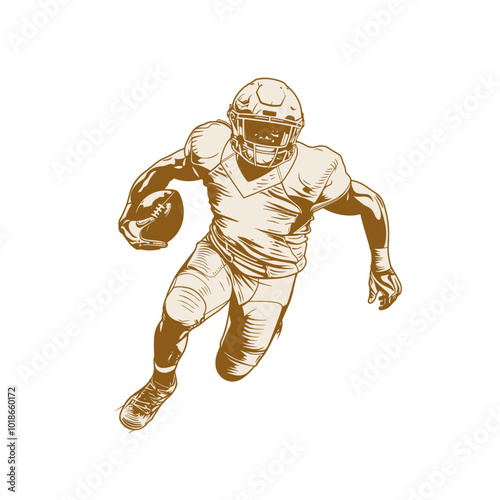 American football player. Vector illustration. In hand drawn style