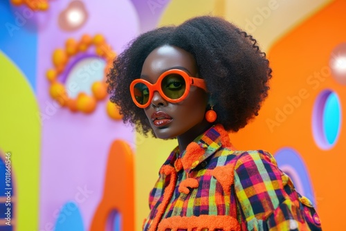 A vibrant Halloween fashion show blending style and playful creativity in vivid colors