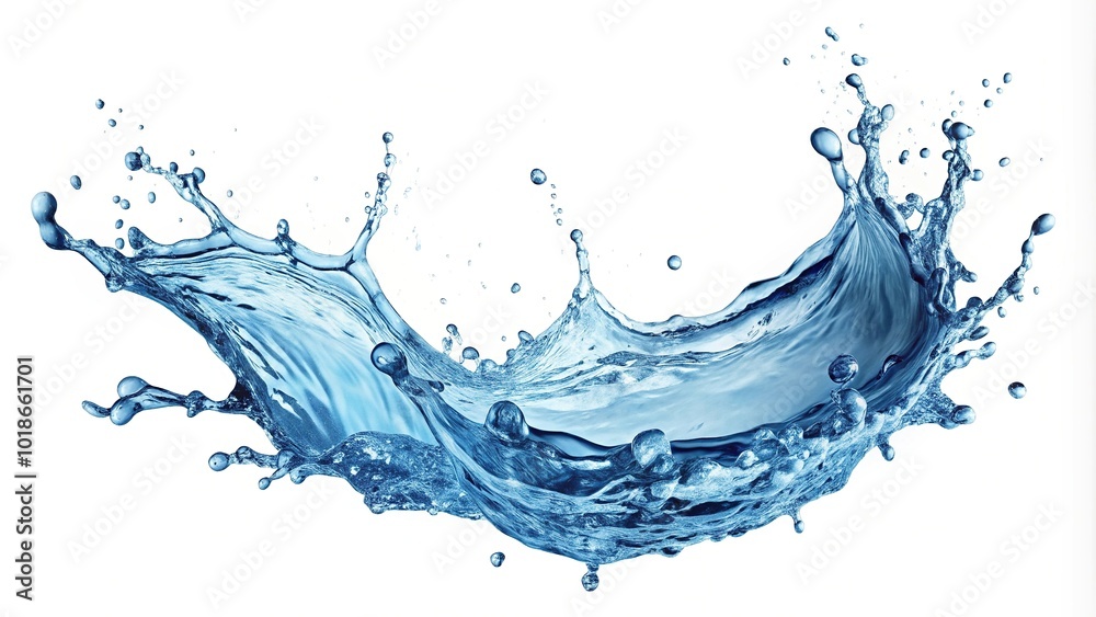 Bird eye view of water splash isolated on white background Bird eye view of water splash isolated on white background