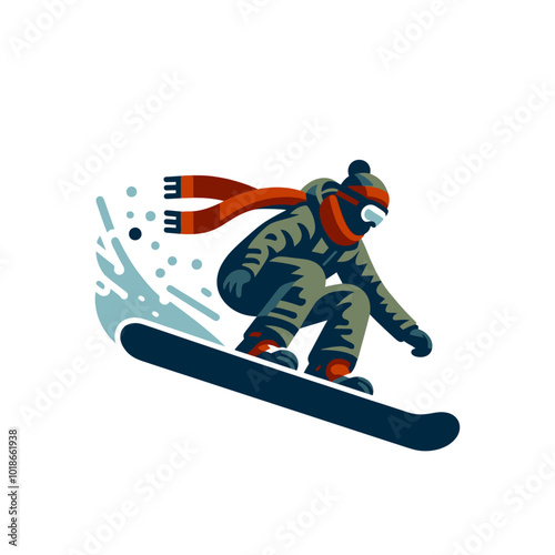 Snowboarding rider. winter active sports modern design isolated vector illustration 