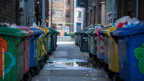 Wallpaper Mural Vibrant Garbage Cans in Urban Alley Torontodigital.ca