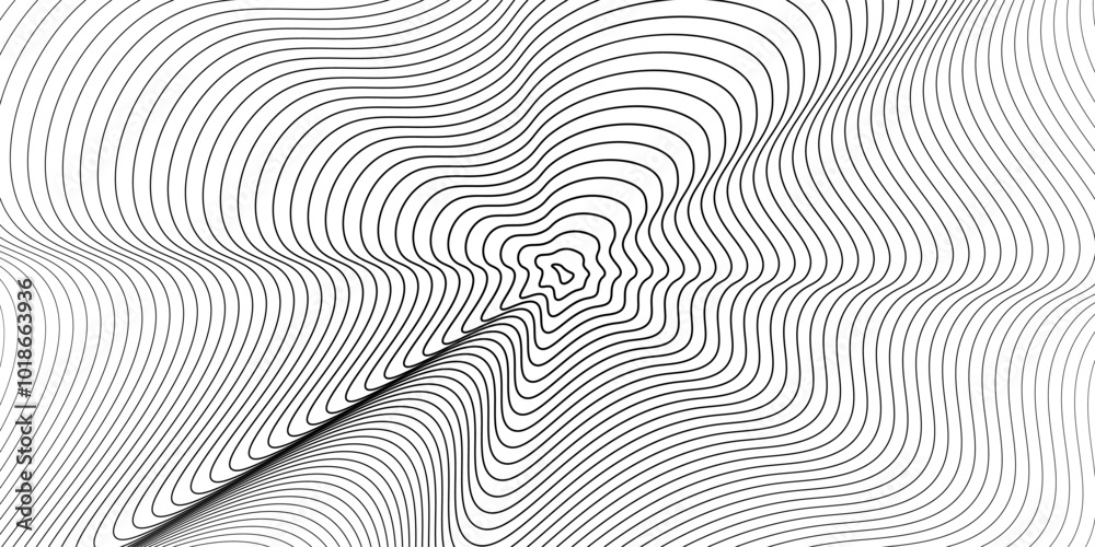 flowing wave surface of circle black lines. wavy round frame flowing wave surface of circle black lines. wavy round frame