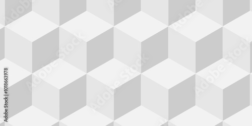 Minimal Vector geometric cube hexagon surface texture design. white block cubic mete glossy thin smooth structure isometric grid banner wallpaper.