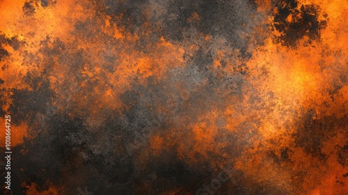 Black brown orange yellow abstract background Color gradient ombre Spots Fire burn burnt effect Or horror a creepy concept Light Glow Dirty rough dust grainy grungy texture : Generative AI