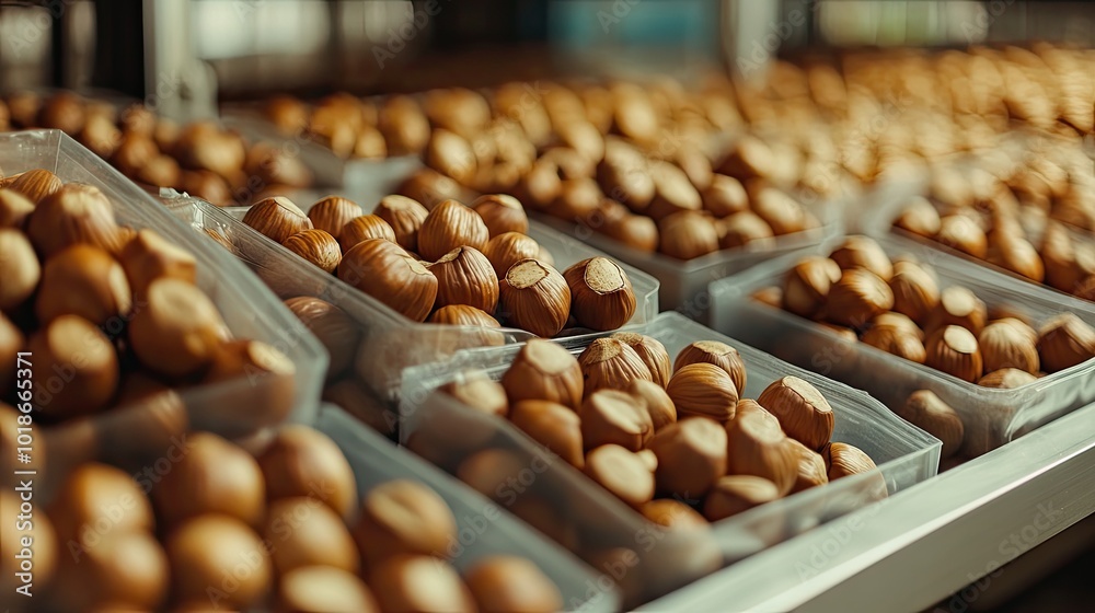 Hazelnuts in Packaging. Hazelnuts in Packaging.