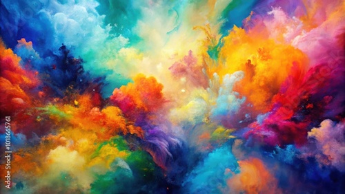 Vibrant abstract painting with dynamic composition and colorful hues for artistic projects