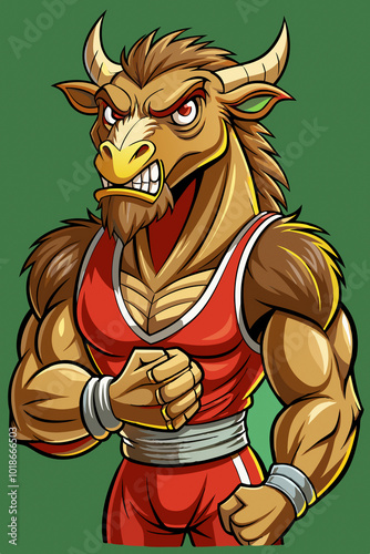 Angry Camel in Sports Gear - Powerful Mascot Illustration for T-Shirts, Posters, and Billboards photo