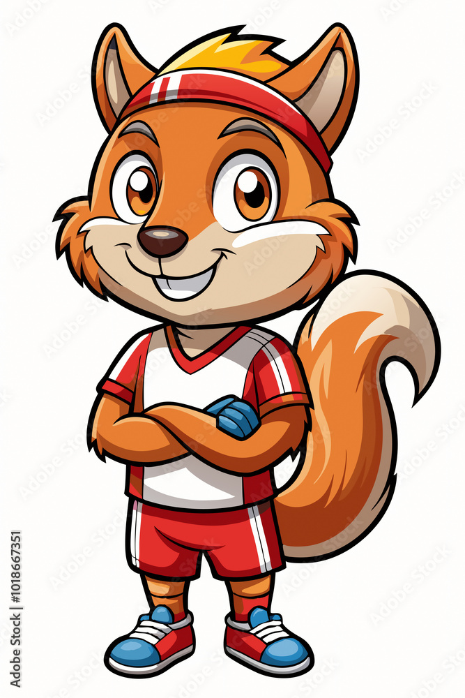 Adorable Squirrel Mascot in Sports Costume - Jumping Pose | Perfect Logo for Business, Clubs, and Sports Teams Adorable Squirrel Mascot in Sports Costume - Jumping Pose | Perfect Logo for Business, Clubs, and Sports Teams