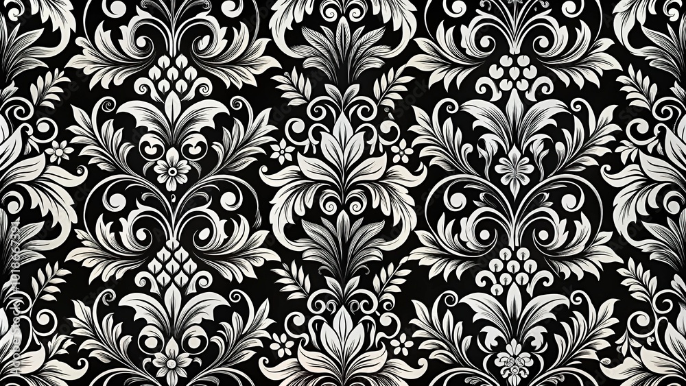 Black and white seamless floral pattern Black and white seamless floral pattern