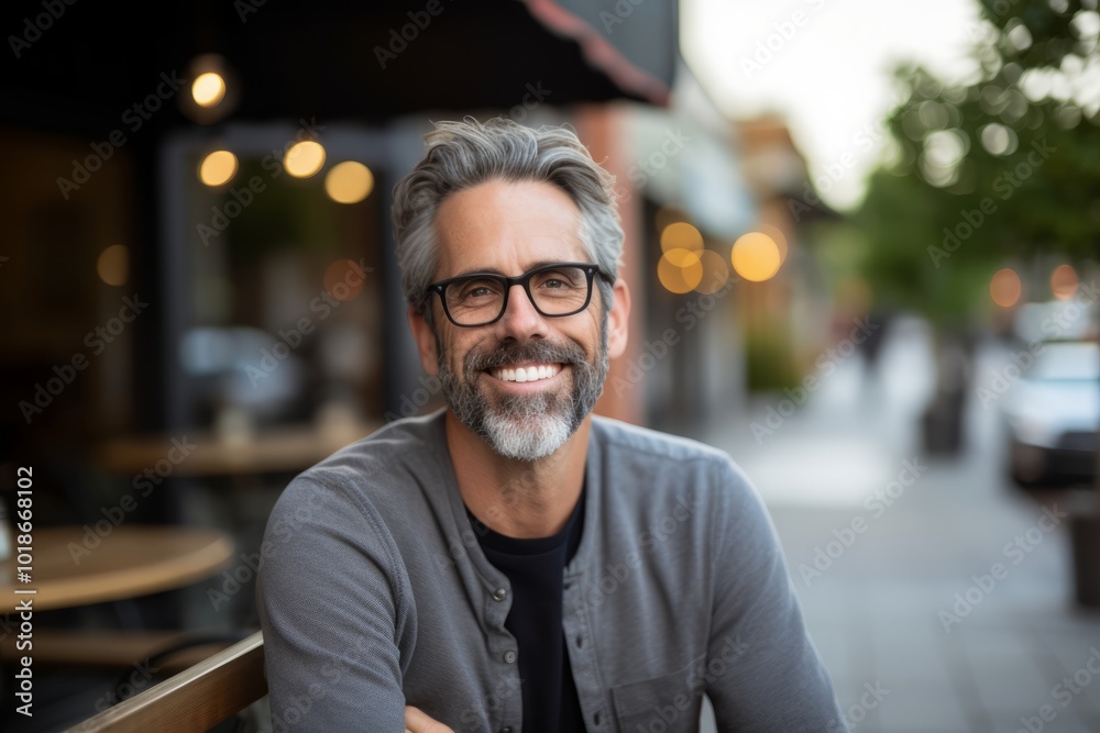 Portrait of handsome mature man with eyeglasses in the city Portrait of handsome mature man with eyeglasses in the city