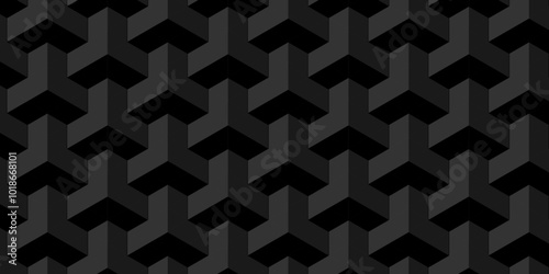 Minimal Vector geometric cube box hexagon surface texture design wallpaper. dark black block cubic wall mete glossy presentation smooth structure isometric grid banner wallpaper. 