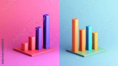 Colorful 3D Bar Graph Comparison on Dual Backgrounds