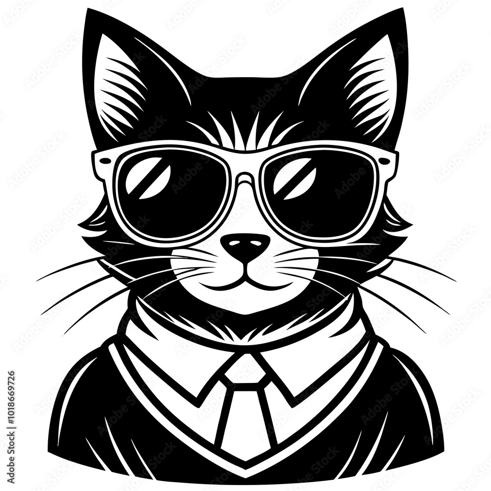 Obraz premium black and white cat head