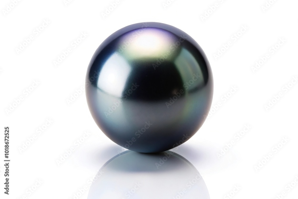 Black pearl isolated on white with drop shadow, Depth of Field