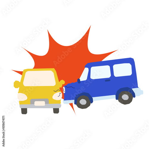 自動車同士の衝突事故のイラスト