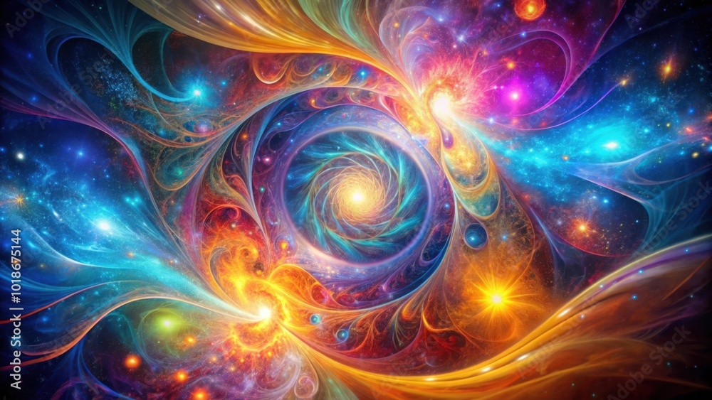 Cosmic Energy Abstract Art with Vibrant Colors and Swirling Patterns for Mystical Universe Concept Cosmic Energy Abstract Art with Vibrant Colors and Swirling Patterns for Mystical Universe Concept