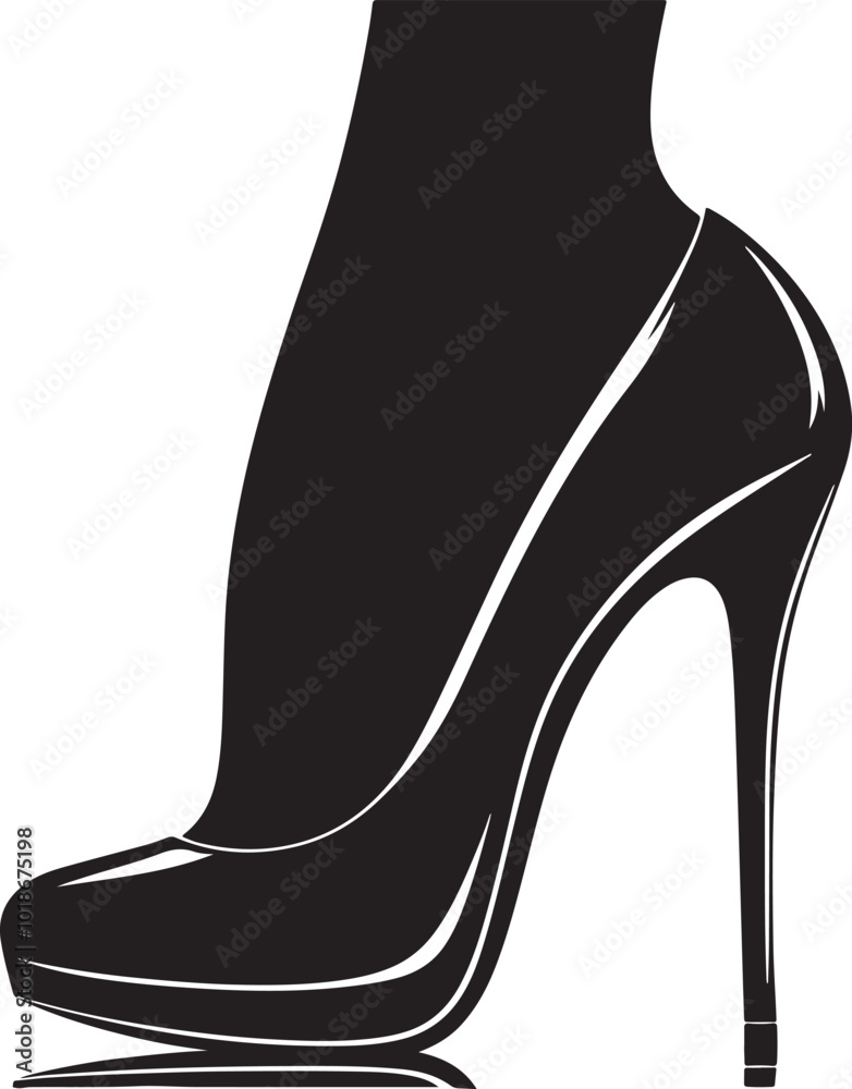 Women high heels vector art.  Vector Silhouette Shoes or Sneakers Icon.
