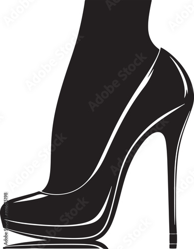 Women high heels vector art.  Vector Silhouette Shoes or Sneakers Icon.