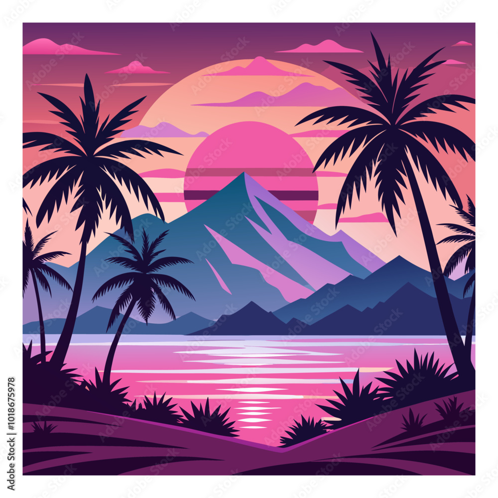 Naklejka premium black-palm-tree vector silhouette