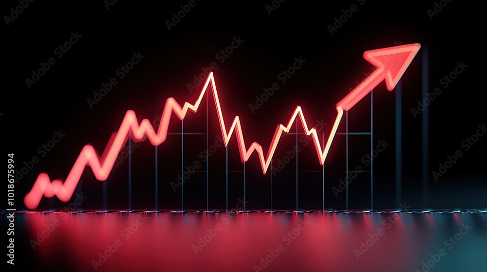 Neon upward trend graph illustrating growth. Neon upward trend graph illustrating growth.