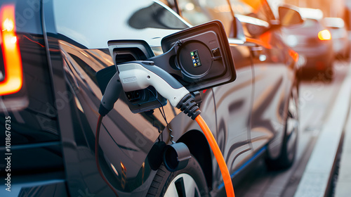 Electric Car Charging Station in Use | Sustainable Transportation and Clean Energy Solutions for Eco-Friendly Commuting