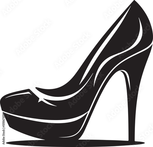 Women high heels vector art.  Vector Silhouette Shoes or Sneakers Icon.