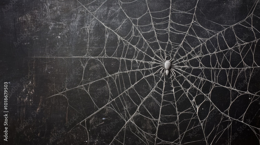 Naklejka premium close up spider web on vintage black background for halloween party design