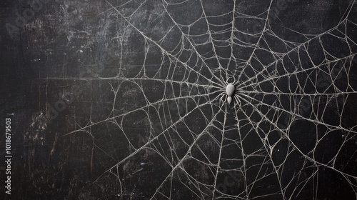 close up spider web on vintage black background for halloween party design