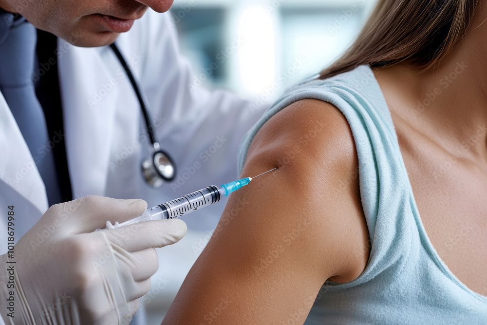 A woman receiving an injection A woman receiving an injection