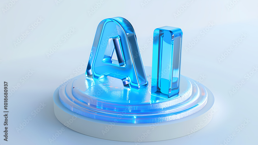AI technology 3D blue light effect AI technology 3D blue light effect