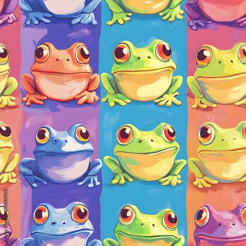 Wallpaper Mural colourful seamless frog texture Torontodigital.ca
