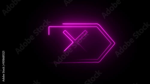  Delete key icon. Glowing neon animation with black color background. photo