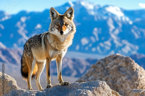Striking Portrait of a Coyote in Death Valley National Park. AI generated illustration