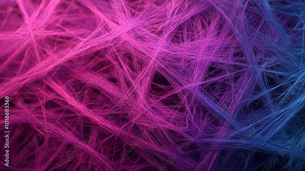 Fototapeta premium Microscopic close up of plant fibers in vibrant purple hues, showcasing intricate textures and patterns. image evokes sense of wonder and beauty in natures design