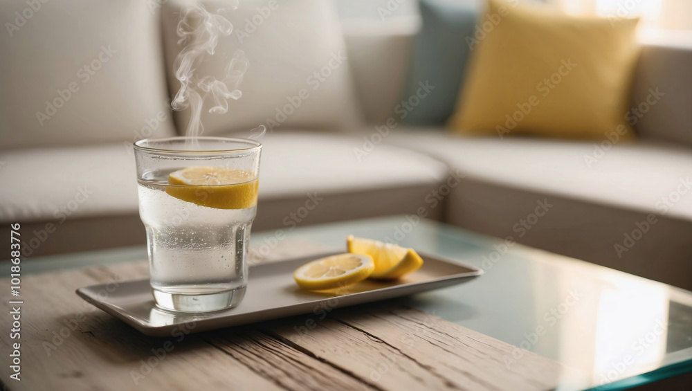 A glass of hot water with lemon is a good start to the morning. A glass of hot water with lemon is a good start to the morning.
