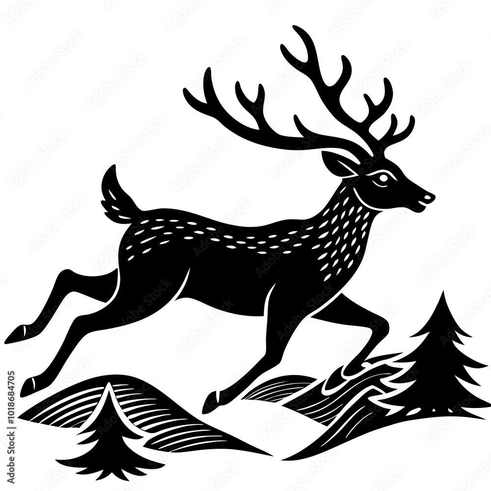 Obraz premium deer silhouette vector