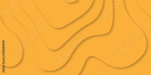 Vector orange art papercut design Topographic geometric map relief texture with curved layers. Abstract luxury white modern 3d papercut, topography map circle and wave line smooth multilayer pattern. 