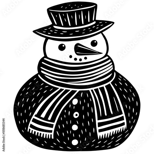 hand drawn illustration of a snowman