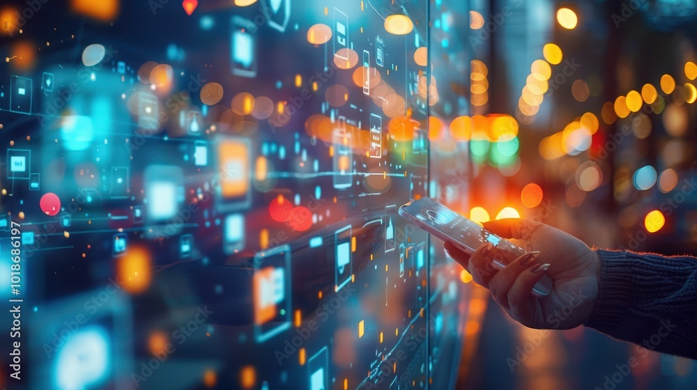 Digital Interaction with Virtual Interface at Night