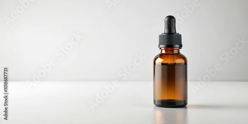 Blank bottle of beard oil mockup on white background