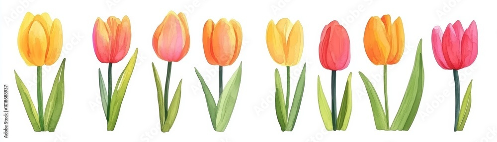 Watercolor Spring Tulips Flowers Bouquet Clip Art Watercolor Spring Tulips Flowers Bouquet Clip Art