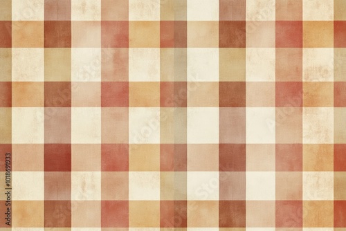 Textured checkered pattern in warm tones of orange, cream, and brown.