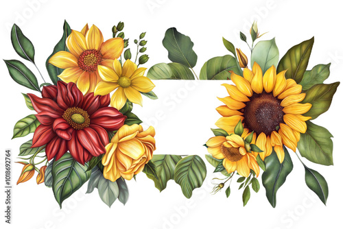 Wallpaper Mural Elegant Floral Banner Design Featuring Sunflowers and Green Leaves for Bright Promotions Torontodigital.ca
