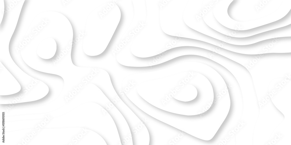 White minimal abstract background 3d papercut and grid spiral realistic design use for ads banner and advertising print design. 3d topography relief. Vector topographic illustration.