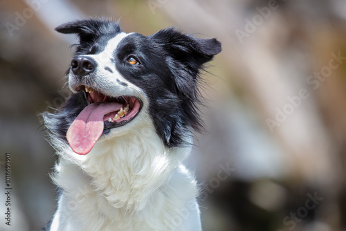 Perro pastor border collie mirando hacia la izquierda
