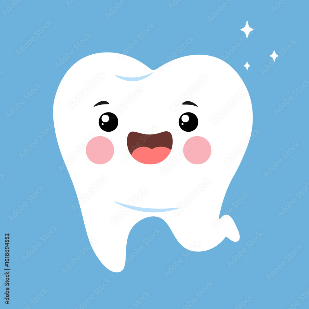 Cute cartoon teeth, Joyfully baby tooth character isolated flat vector illustration for encouraging kids to enjoy brushing their teeth, About dentistry and dental Cute cartoon teeth, Joyfully baby tooth character isolated flat vector illustration for encouraging kids to enjoy brushing their teeth, About dentistry and dental
